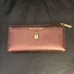Michael Kors Adele Zip Around Continental Travel Wallet, Color Burgundy